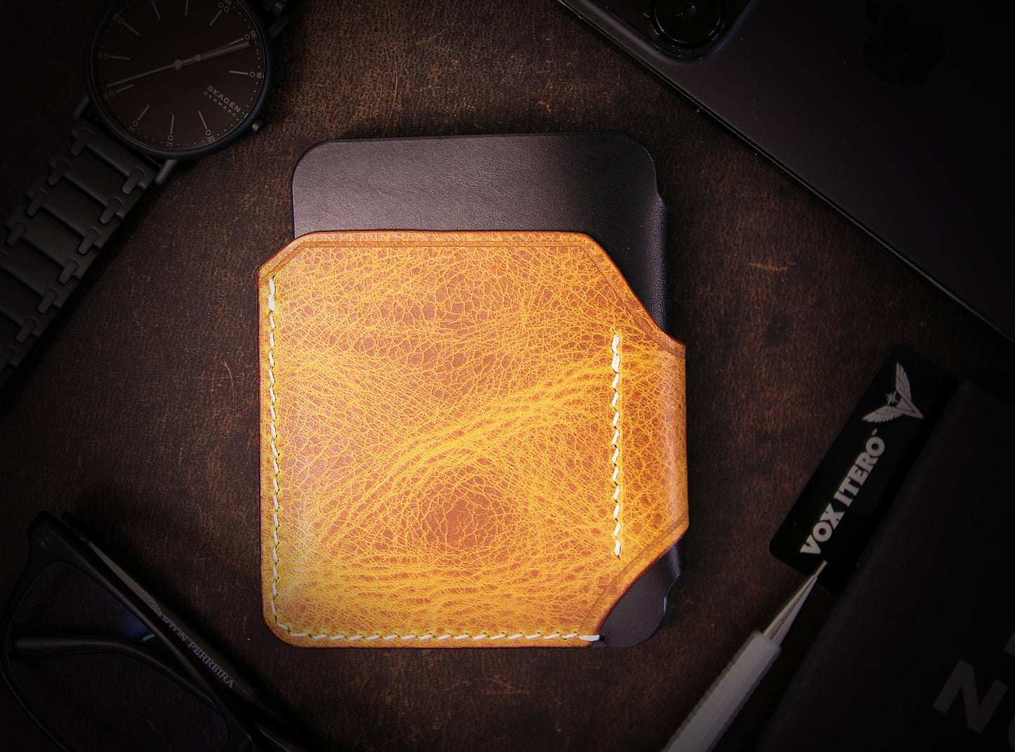 The A12 Wallet: Golden Waxy Black