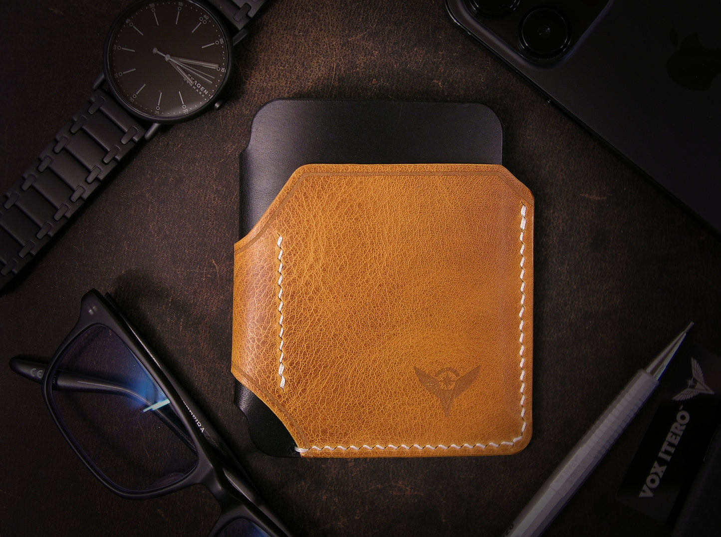 The A12 Wallet: *Special* Golden Waxy Black